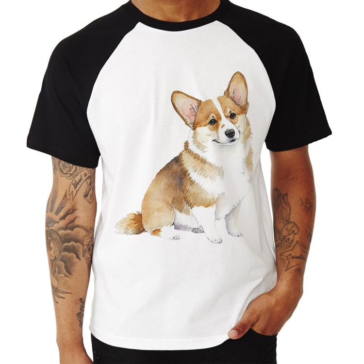 Camiseta Raglan Cachorro Welsh Corgi Pembroke