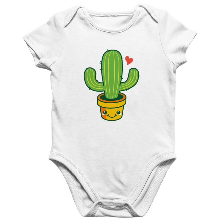 Body Bebê Algodão Cacto Coração - Branco