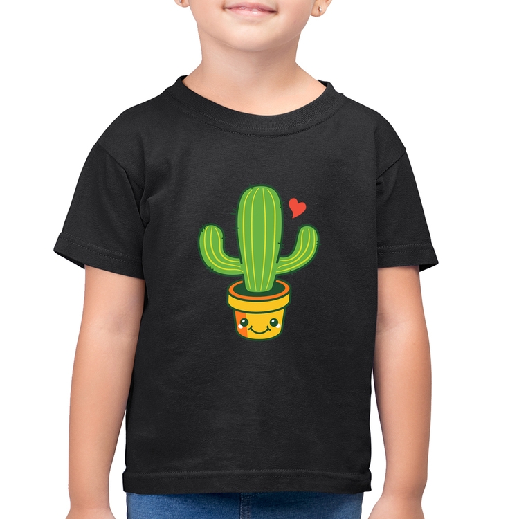 Camiseta Algodão Infantil Cacto Coração