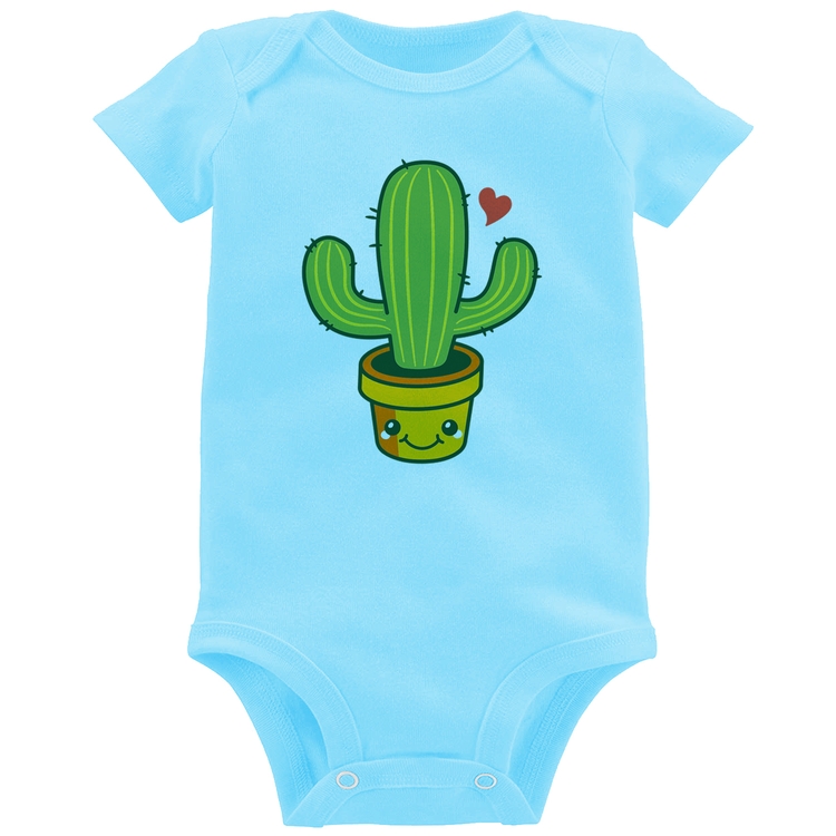Body Bebê Cacto Coração - Azul Bebê