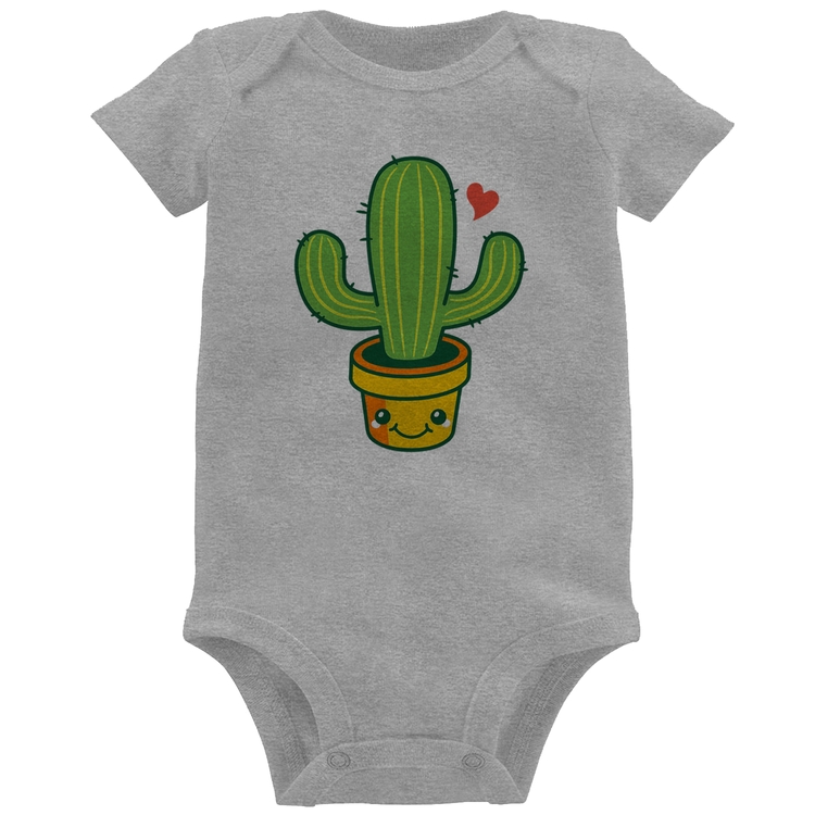 Body Bebê Cacto Coração - Cinza