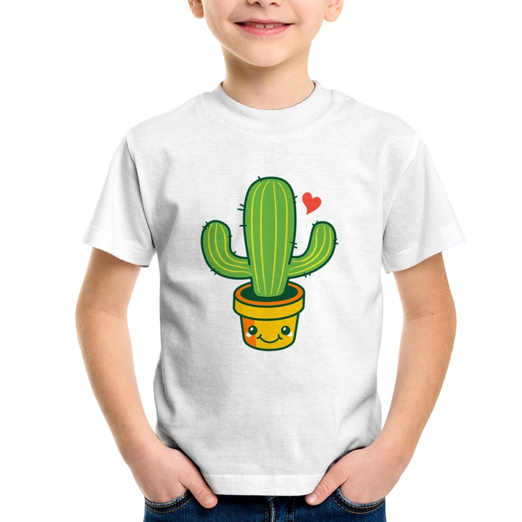 Camiseta Infantil Cacto Coração