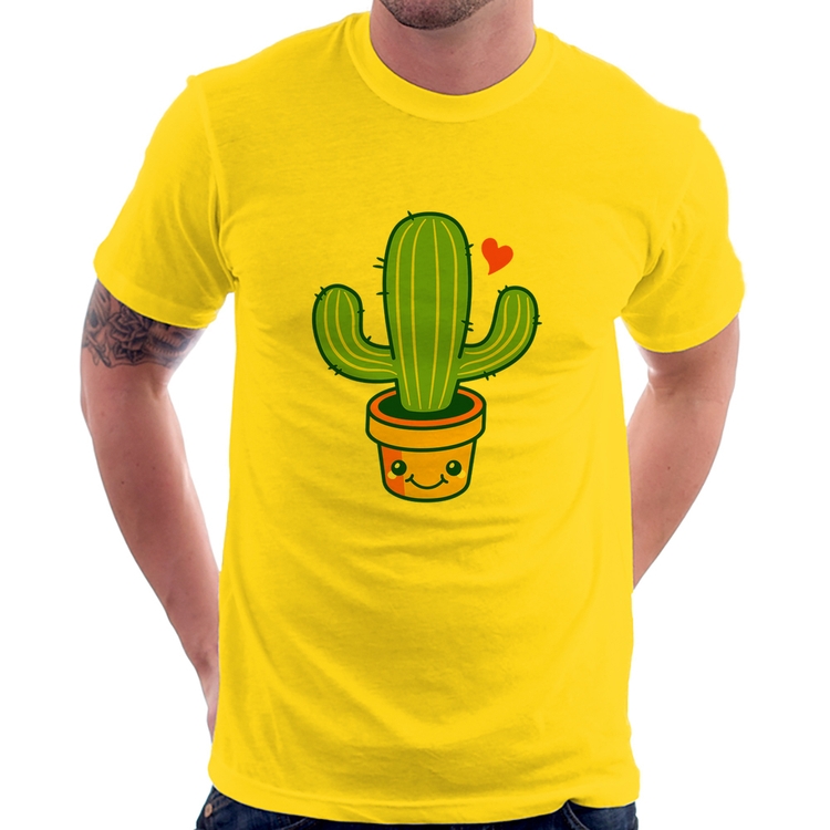 Camiseta Cacto Coração - Amarela