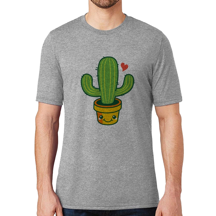 Camiseta Cacto Coração - Cinza