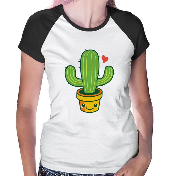 Baby Look Raglan Cacto Coração