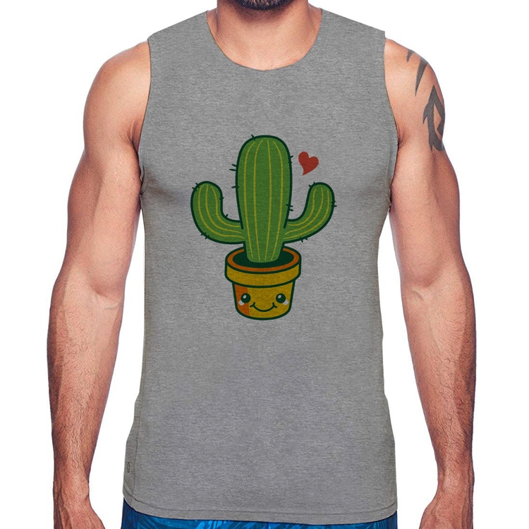 Regata Cacto Coração - Cinza