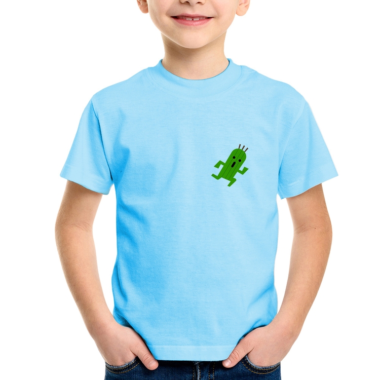 Camiseta Infantil Cactuar - Azul Bebê
