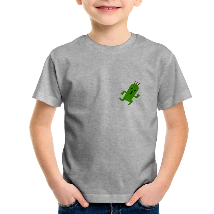 Camiseta Infantil Cactuar - Cinza