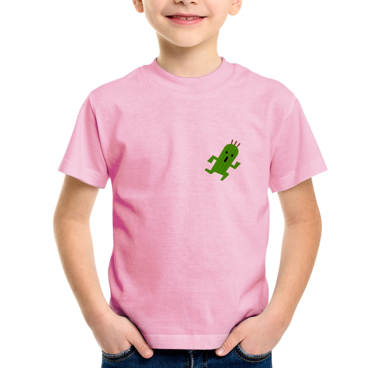 Camiseta Infantil Cactuar - Rosa Bebê