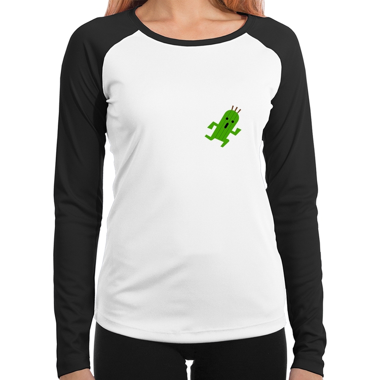 Baby Look Raglan Cactuar Manga Longa