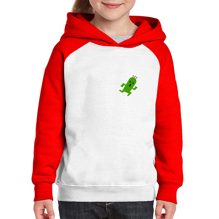 Moletom Infantil Cactuar - Branco/Vermelho