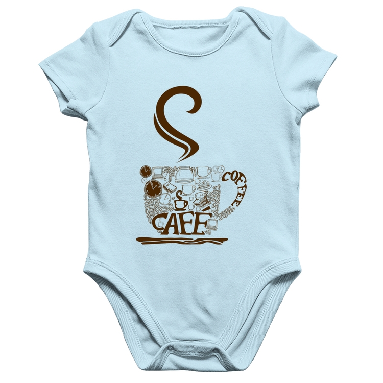 Body Bebê Algodão Café Coffee - Azul Bebê