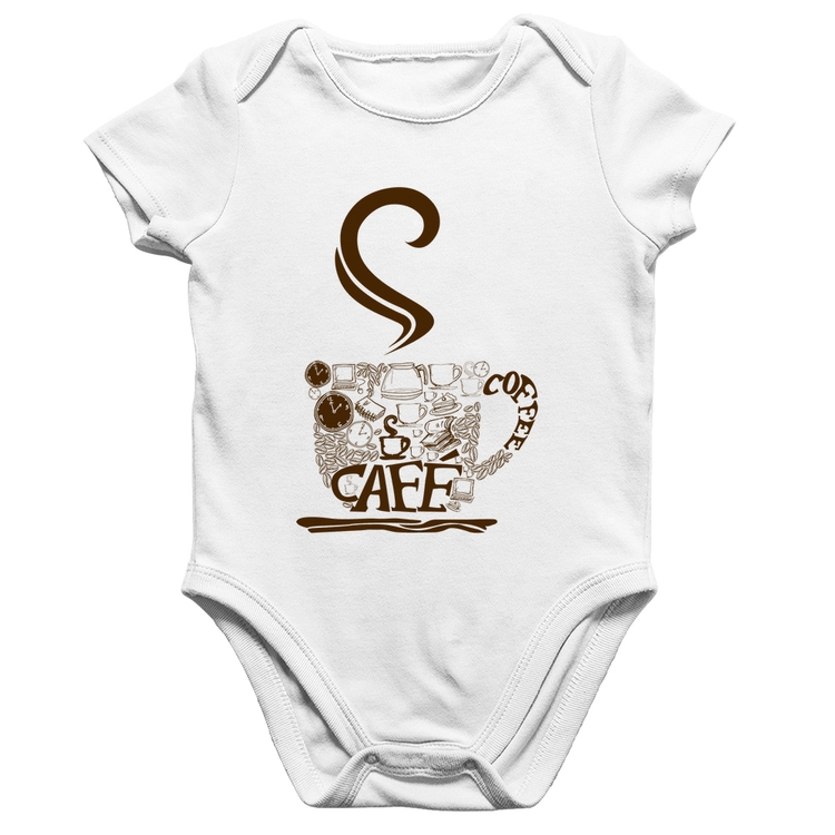 Body Bebê Algodão Café Coffee - Branco
