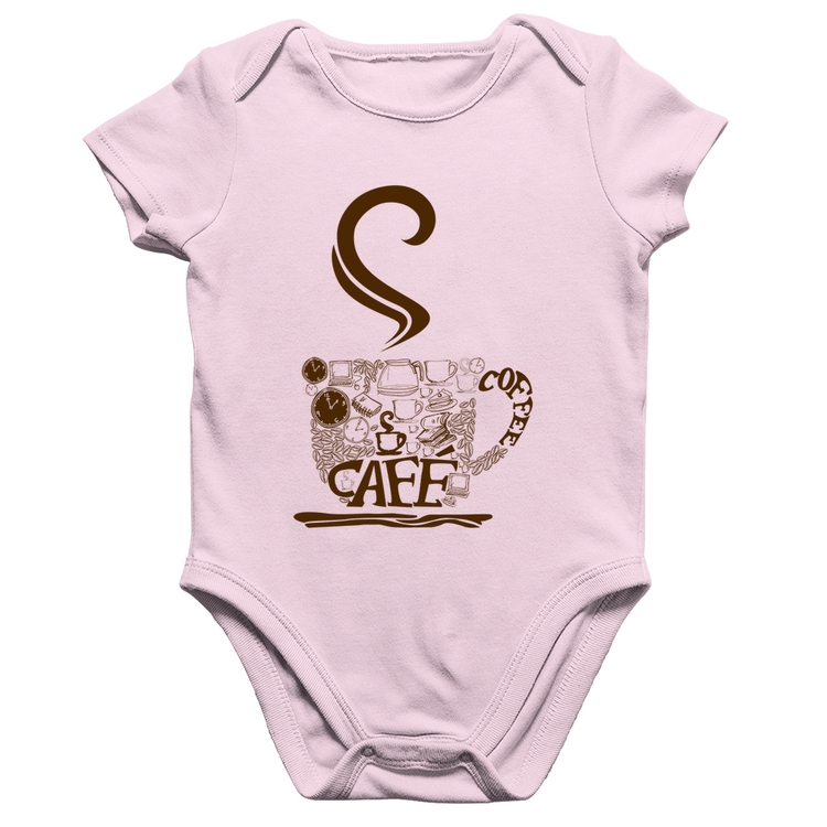 Body Bebê Algodão Café Coffee - Rosa Bebê