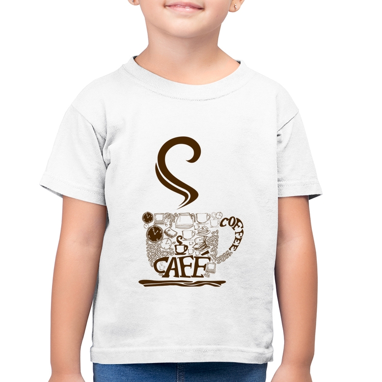 Camiseta Algodão Infantil Café Coffee - Branca