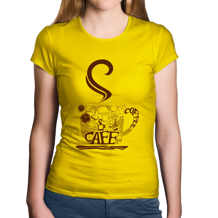 Baby Look Algodão Café Coffee - Amarela