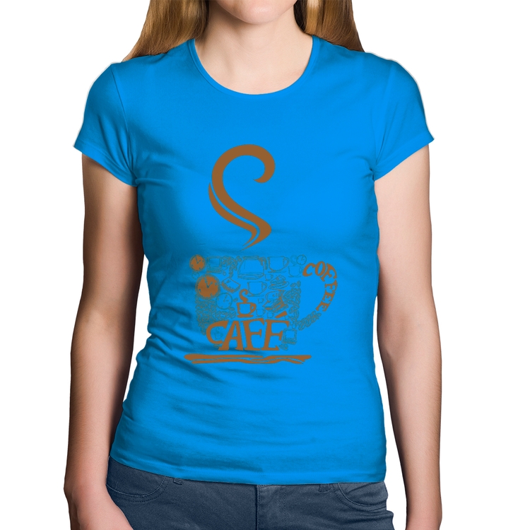 Baby Look Algodão Café Coffee - Azul