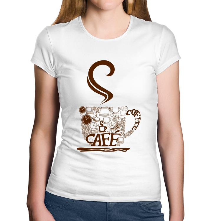 Baby Look Algodão Café Coffee - Branca