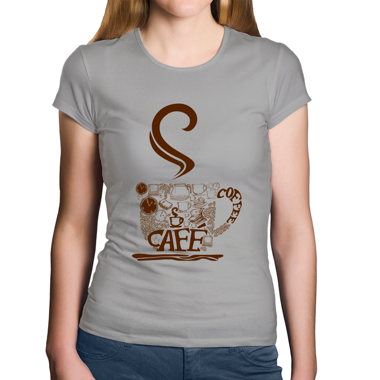 Baby Look Algodão Café Coffee - Cinza