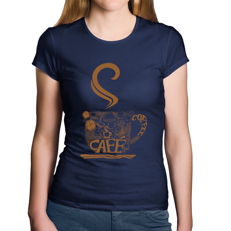 Baby Look Algodão Café Coffee - Marinho