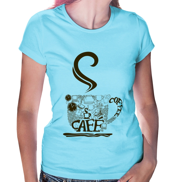 Baby Look Café Coffee - Azul Bebê