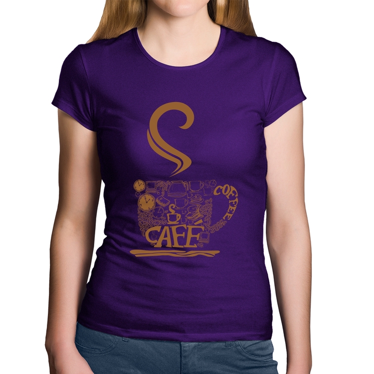 Baby Look Algodão Café Coffee - Roxa