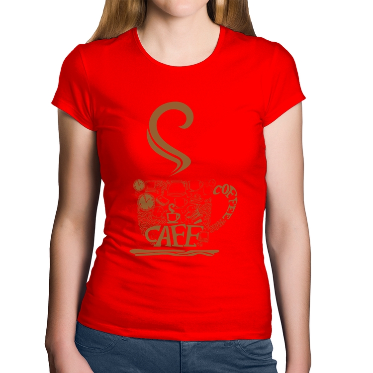 Baby Look Algodão Café Coffee - Vermelha