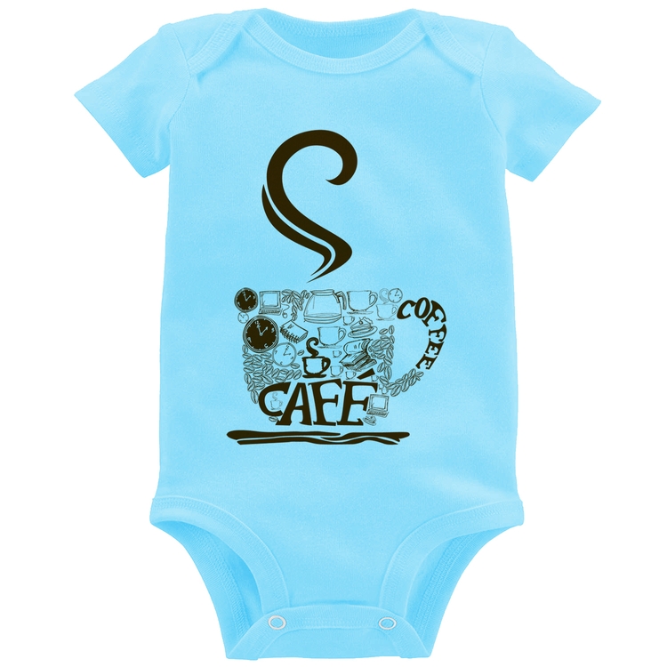 Body Bebê Café Coffee - Azul Bebê