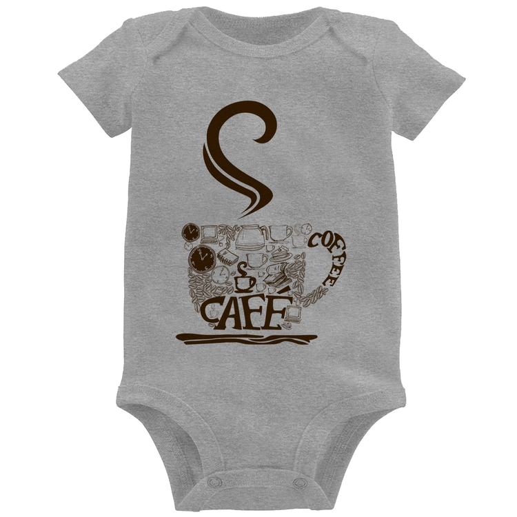 Body Bebê Café Coffee - Cinza