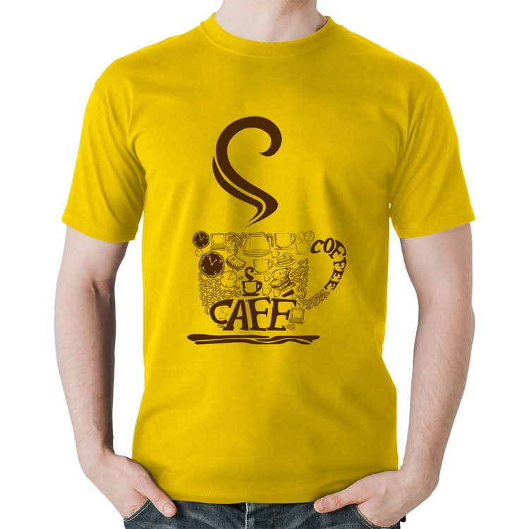 Camiseta Algodão Café Coffee - Amarela