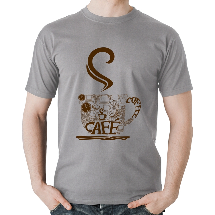 Camiseta Algodão Café Coffee - Cinza