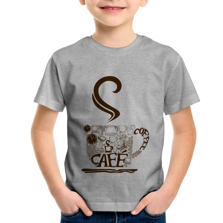 Camiseta Infantil Café Coffee - Cinza