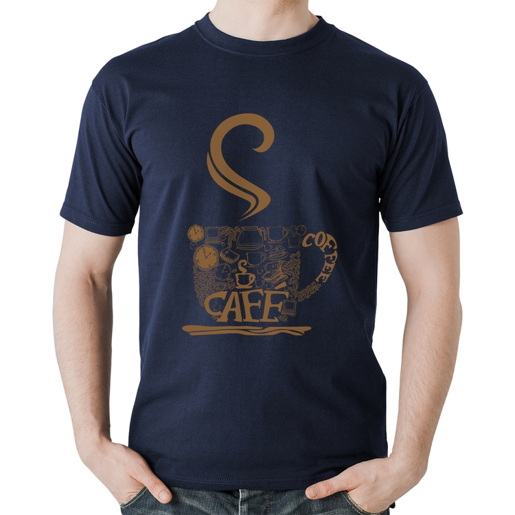 Camiseta Algodão Café Coffee - Marinho