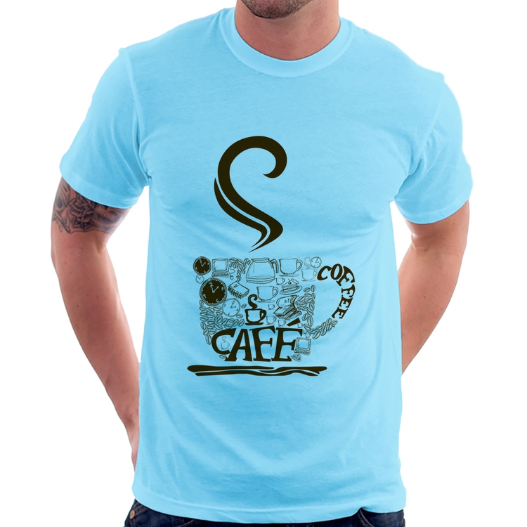 Camiseta Café Coffee - Azul Bebê