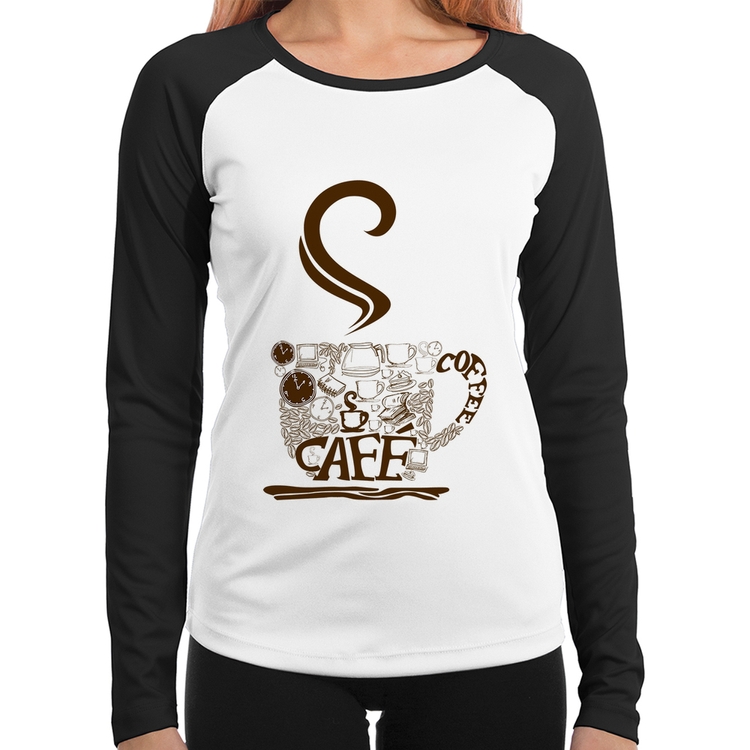 Baby Look Raglan Café Coffee Manga Longa