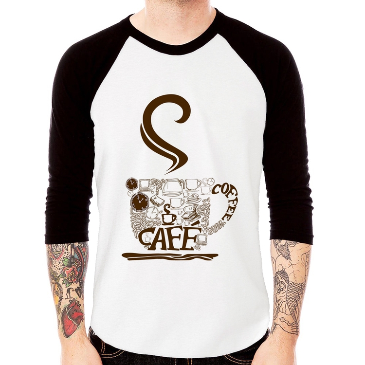 Camiseta Raglan Café Coffee Manga 3/4