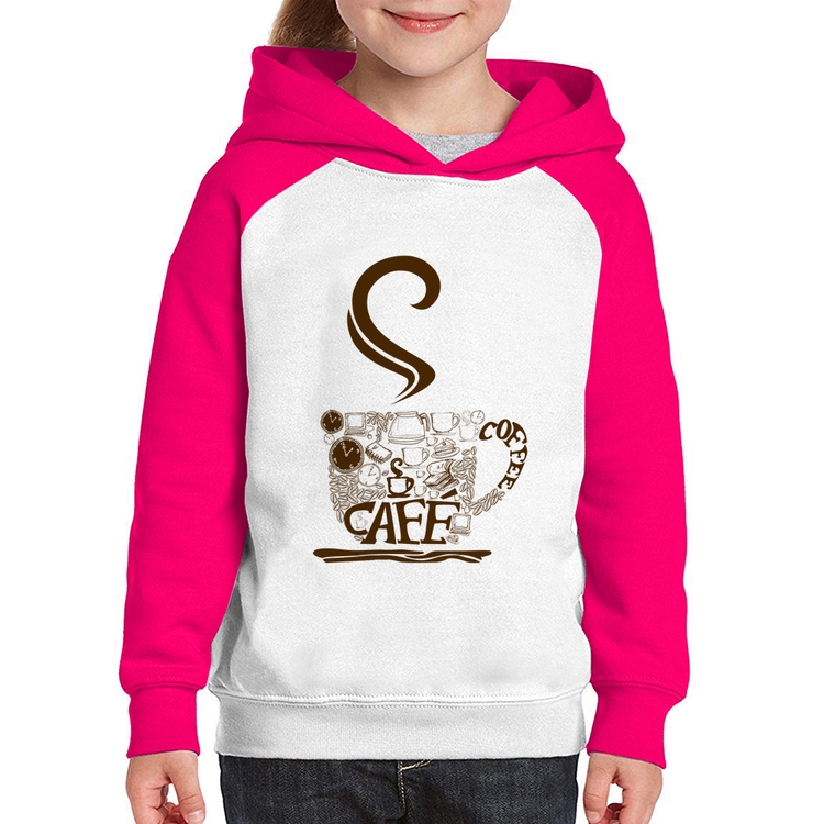 Moletom Infantil Café Coffee - Branco/Rosa