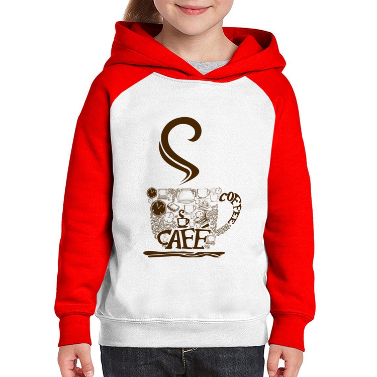 Moletom Infantil Café Coffee - Branco/Vermelho