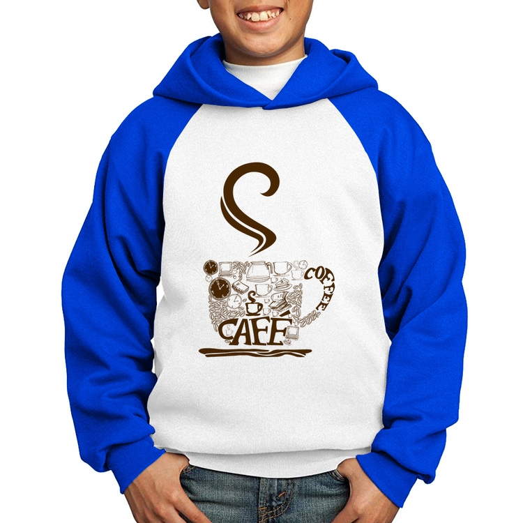 Moletom Infantil Café Coffee - Branco/Azul