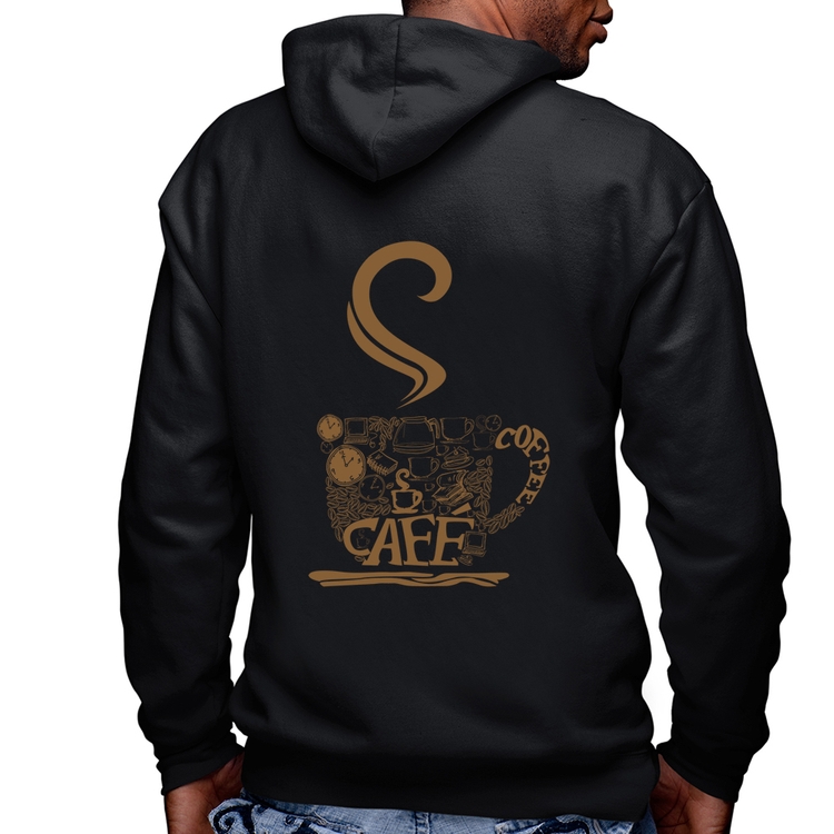 Blusa Moletom Café Coffee Masculina com Capuz e Zíper