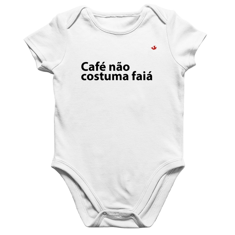Body Bebê Algodão Café não costuma faiá - Branco