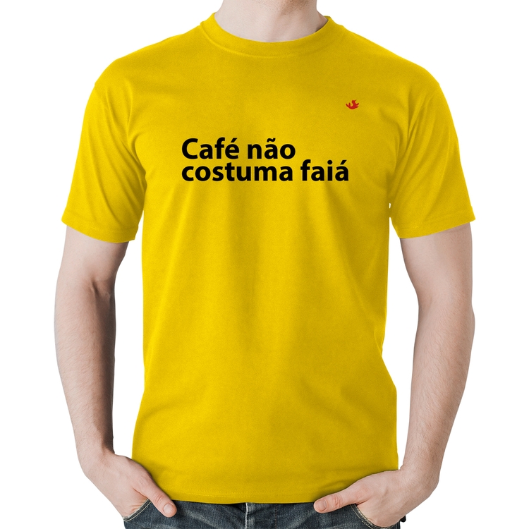 Camiseta Algodão Café não costuma faiá - Amarela