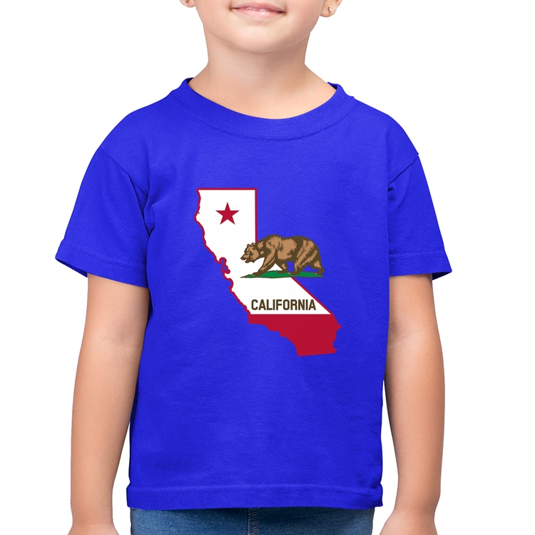 Camiseta Algodão Infantil Califórnia - Azul Royal