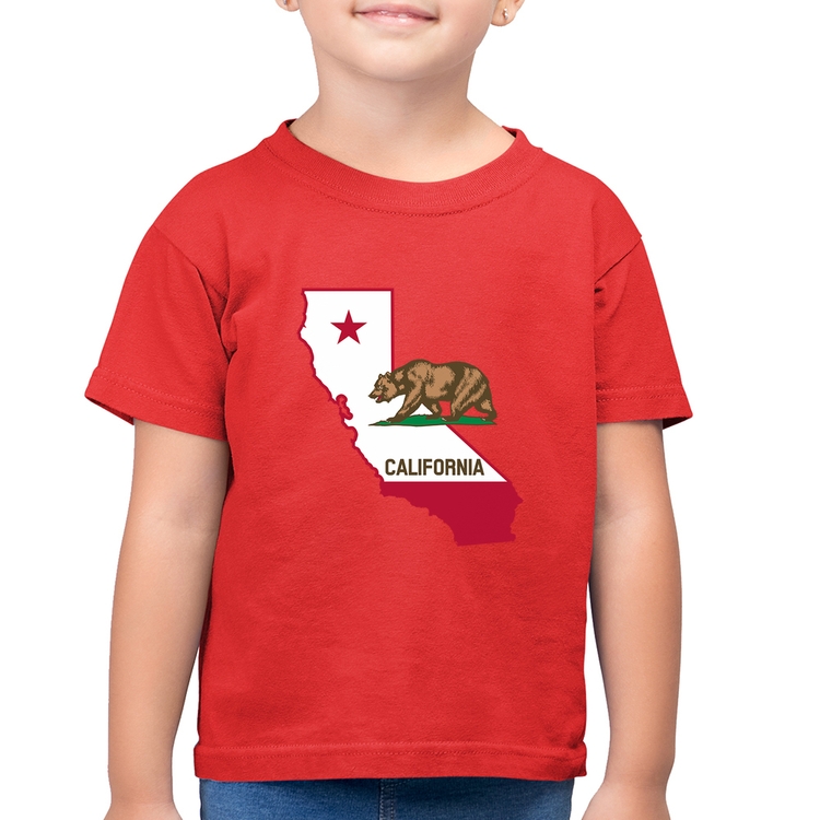 Camiseta Algodão Infantil Califórnia - Vermelha