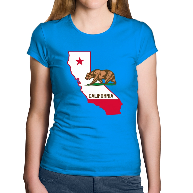 Baby Look Algodão Califórnia - Azul