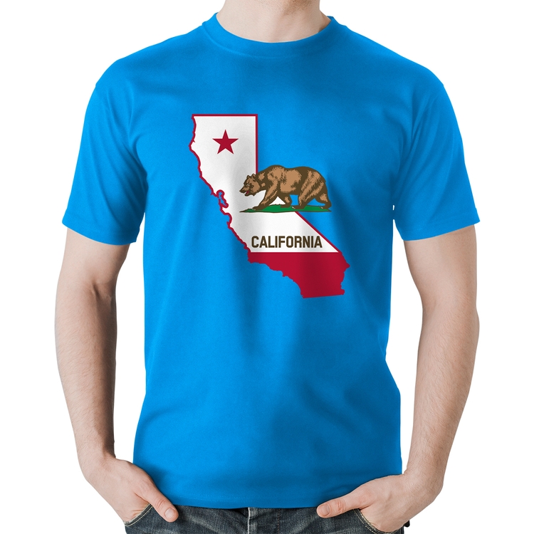 Camiseta Algodão Califórnia - Azul