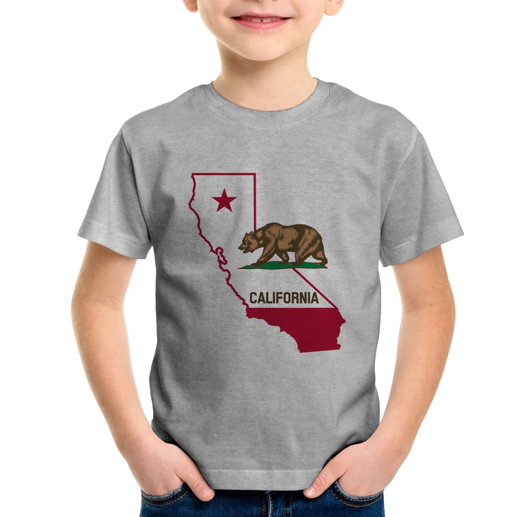 Camiseta Infantil Califórnia - Cinza