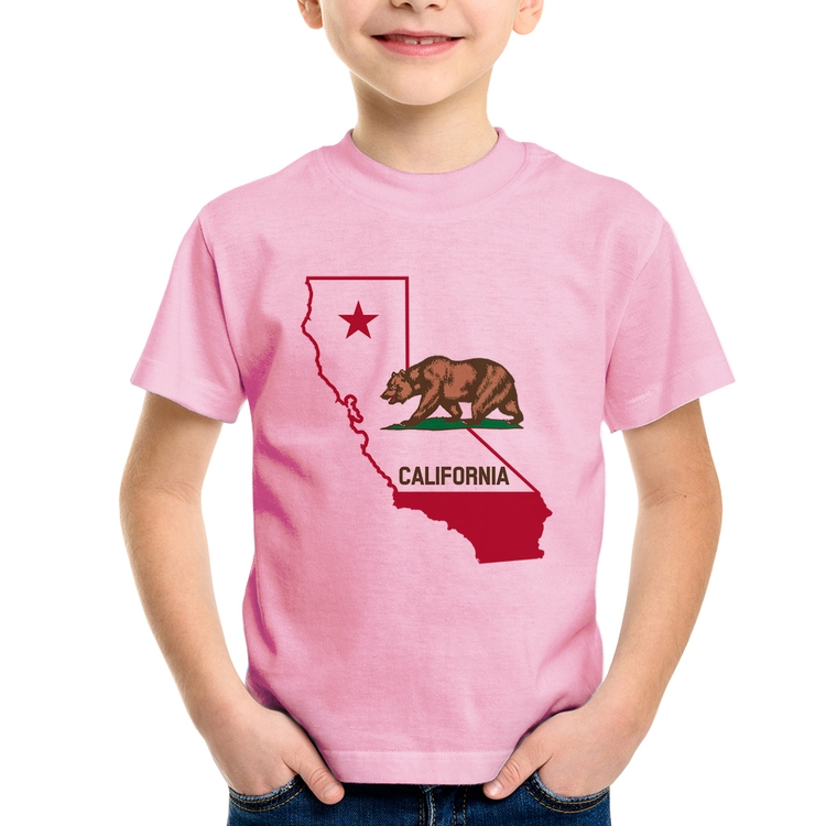 Camiseta Infantil Califórnia - Rosa Bebê