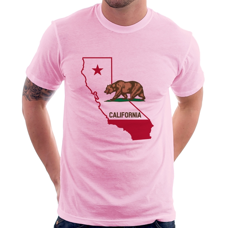 Camiseta Califórnia - Rosa Bebê