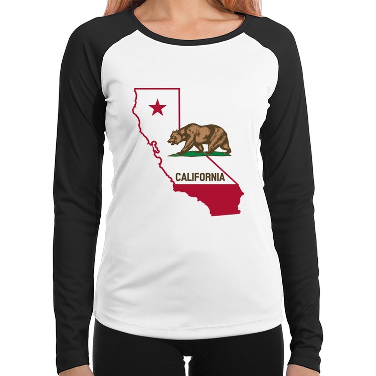 Baby Look Raglan Califórnia Manga Longa